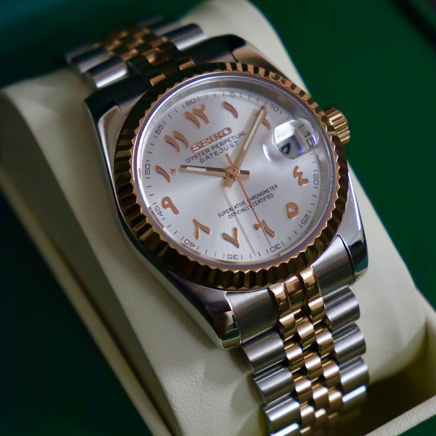 DATEJUST HALF ROSE-GOLD (white arabic)
