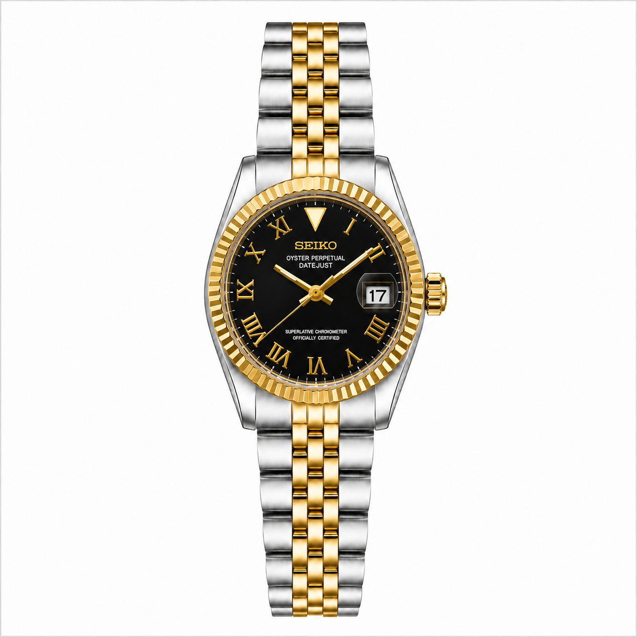 LADY-DATEJUST (31mm) HALF GOLD BLACK ROMAN