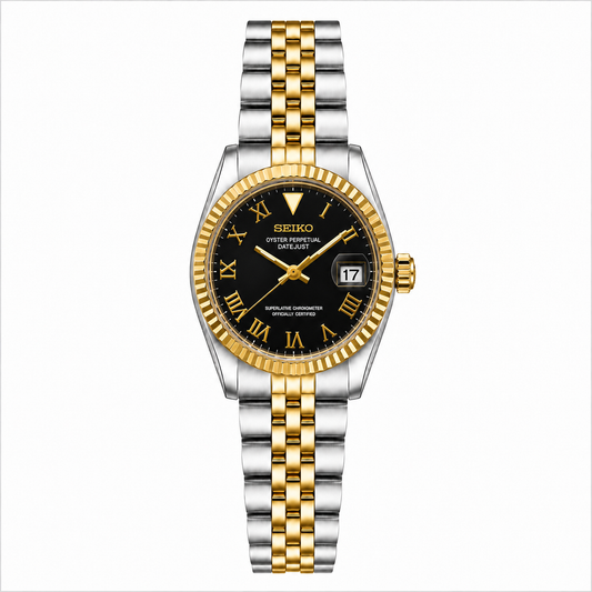 LADY-DATEJUST (31mm) HALF GOLD BLACK ROMAN