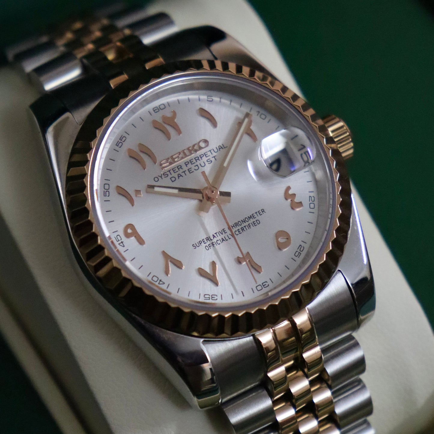 DATE-JUST ARABIC HALF ROSE GOLD (WHITE)