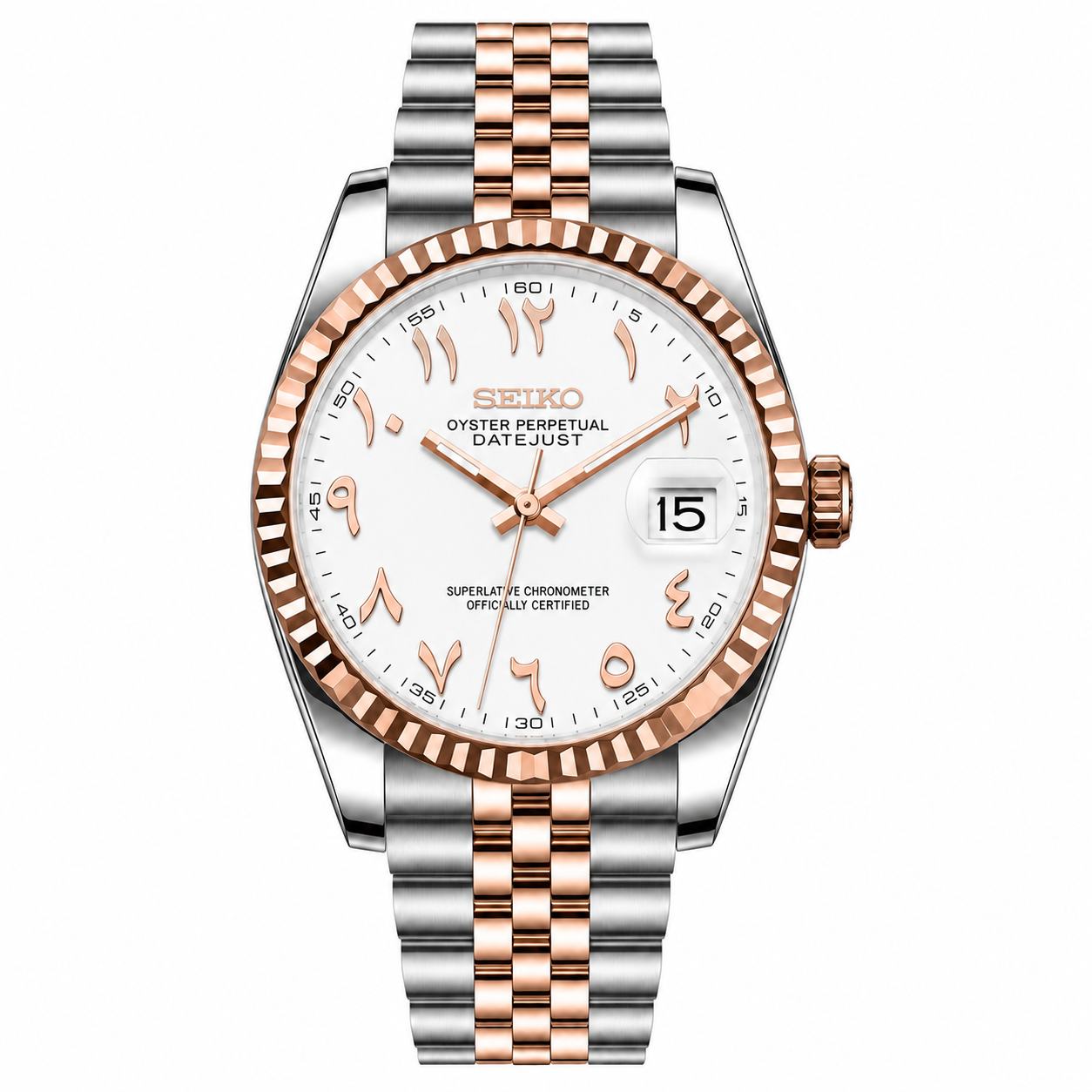 DATE-JUST ARABIC HALF ROSE GOLD (WHITE)