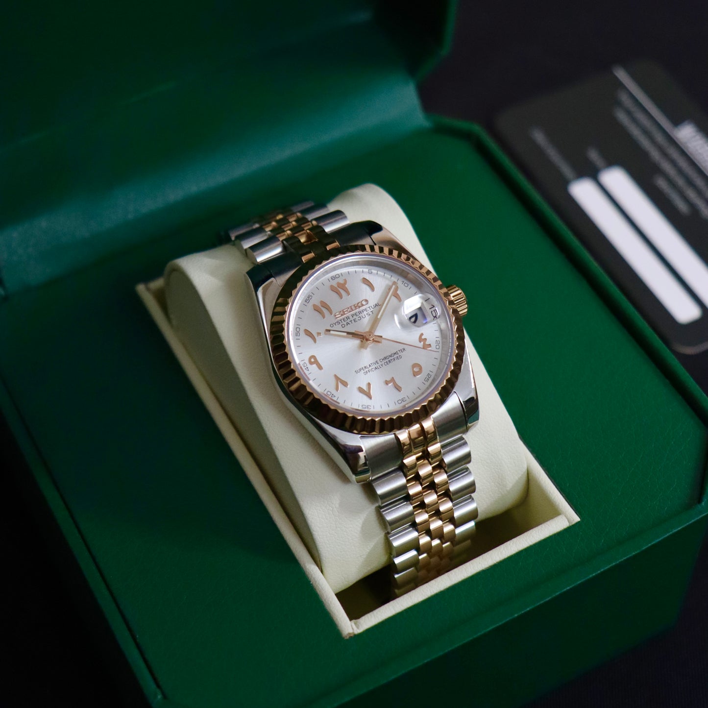 DATEJUST HALF ROSE-GOLD (white arabic)