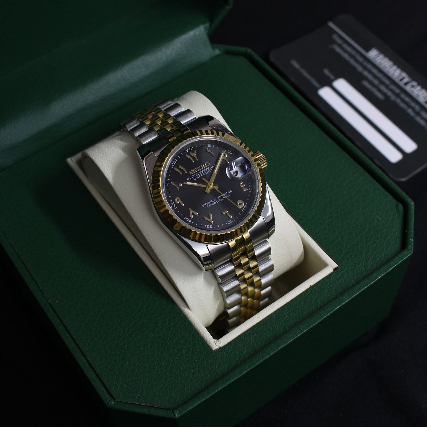 DATE-JUST ARABIC HALF GOLD (BLACK)