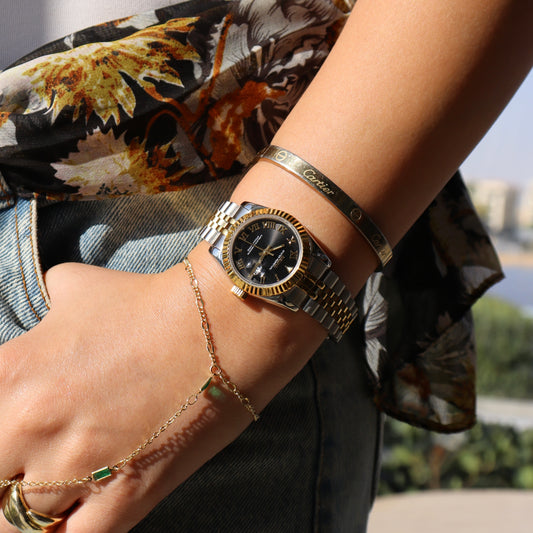 LADY-DATEJUST (31mm) HALF GOLD BLACK ROMAN
